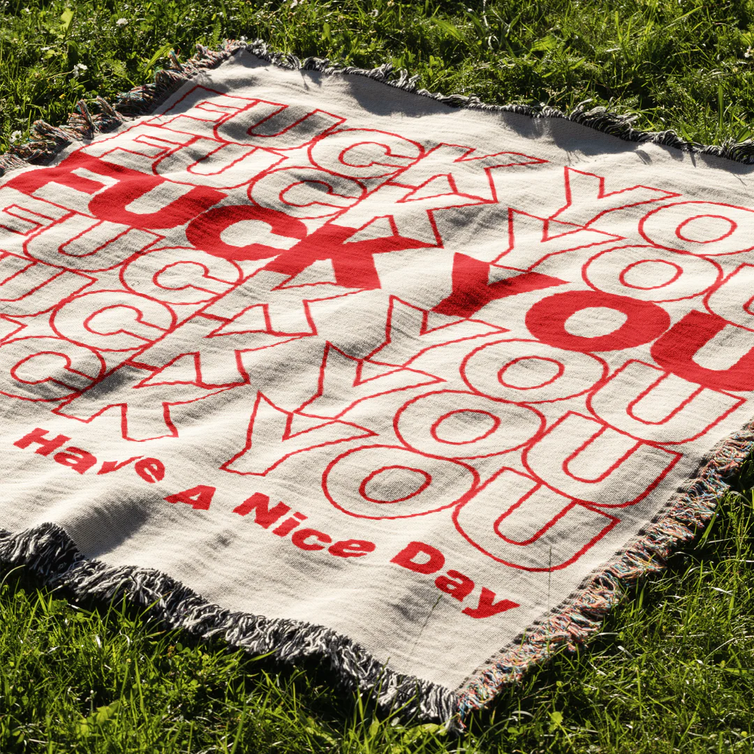 F U Have A Nice Day Woven Blanket Tapestry - Image 2