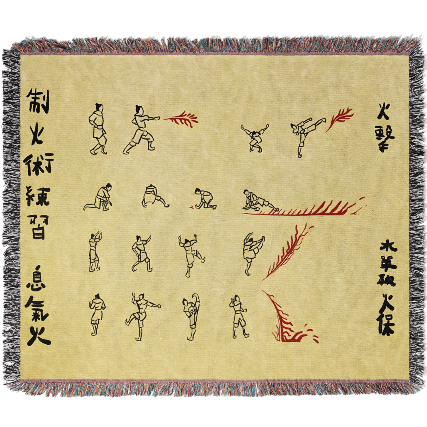 Fire Scroll Woven Blanket Tapestry