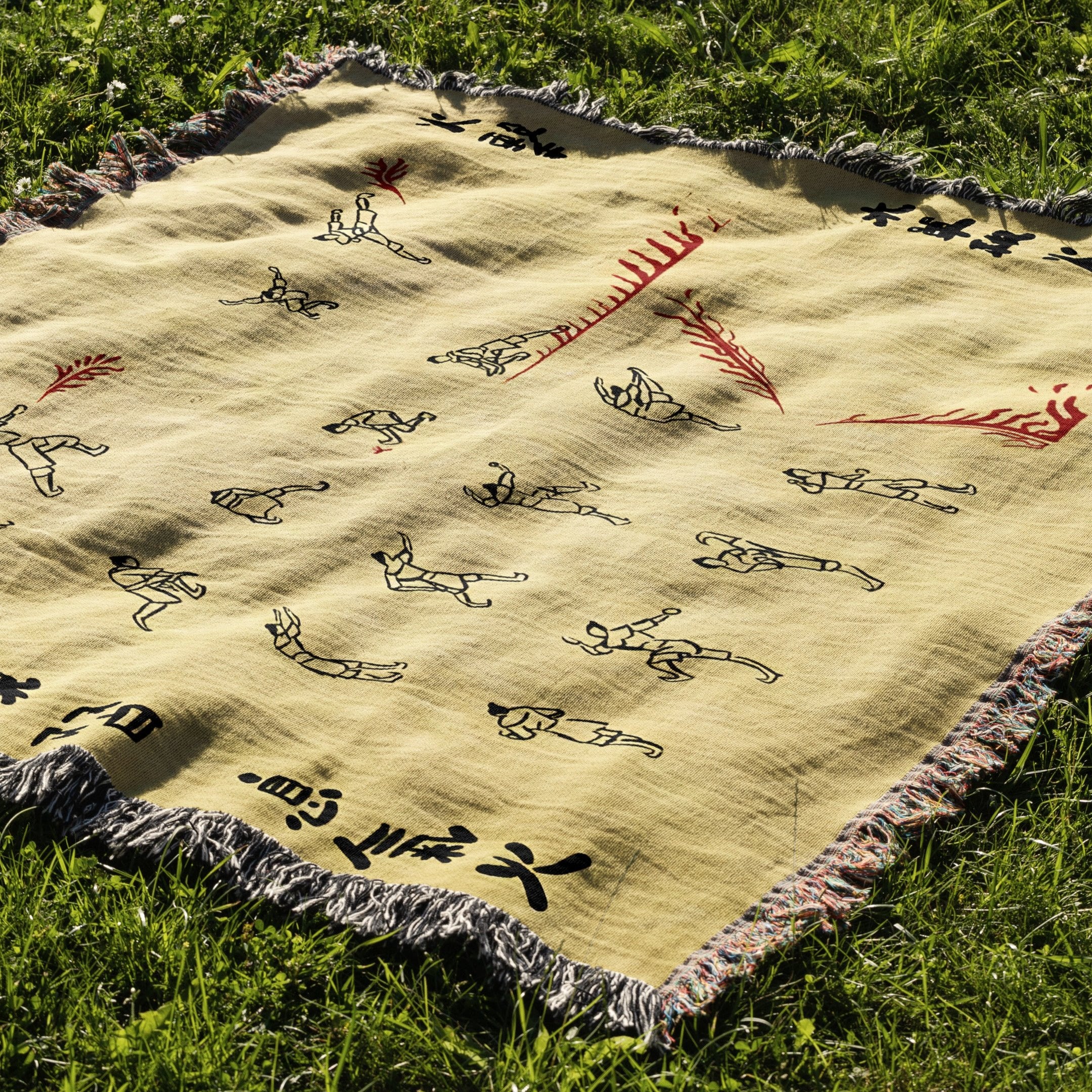 Fire Scroll Woven Blanket Tapestry - Image 2